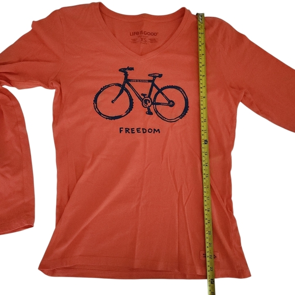 LIFE IS GOOD Freedom Bicycle Graphic Long Sleeve Tee orange xs - Picture 10 of 11